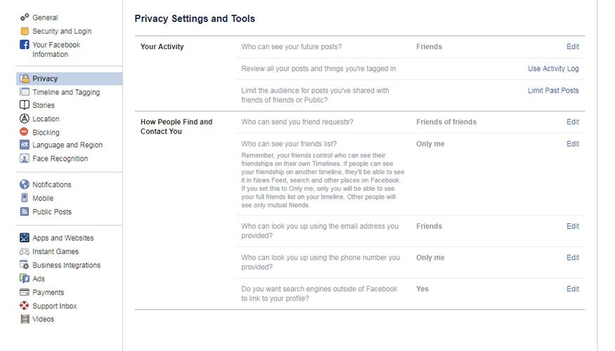 configurar privacidad facebook