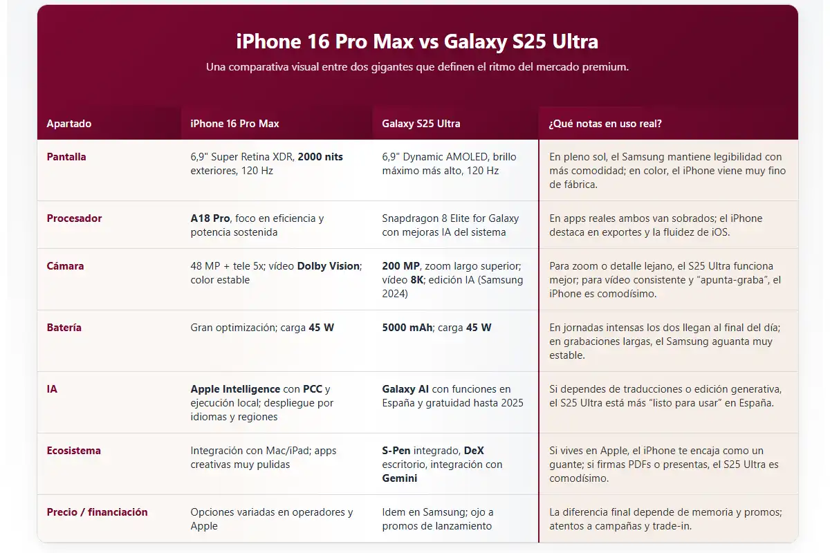 Iphone 16 Pro Max vs Galaxy S25 Ultra
